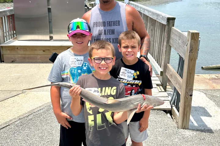 a person holding a fish