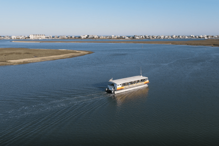 a small boat in a body of water