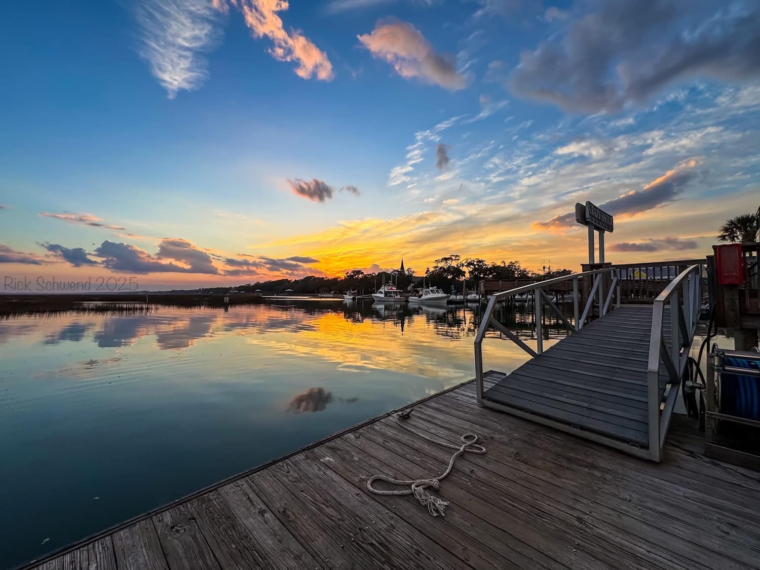 A view of the sunset from our dock in Murrells Inlet, South Carolina.