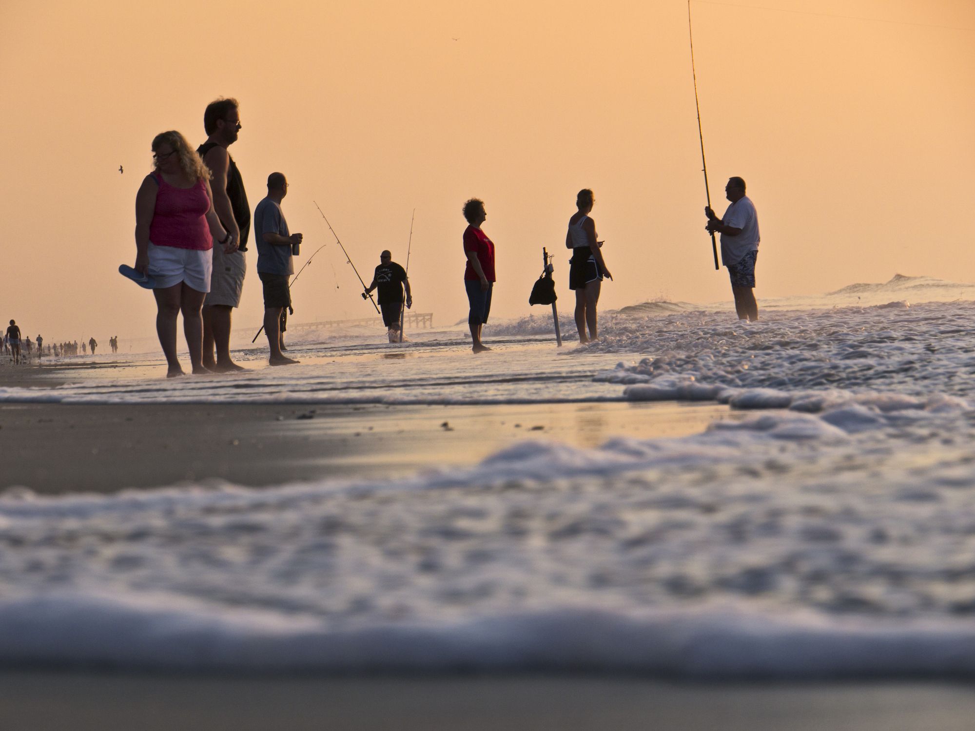 Vacationers flock to the beaches of Myrtle Beach, South Carolina to fish.