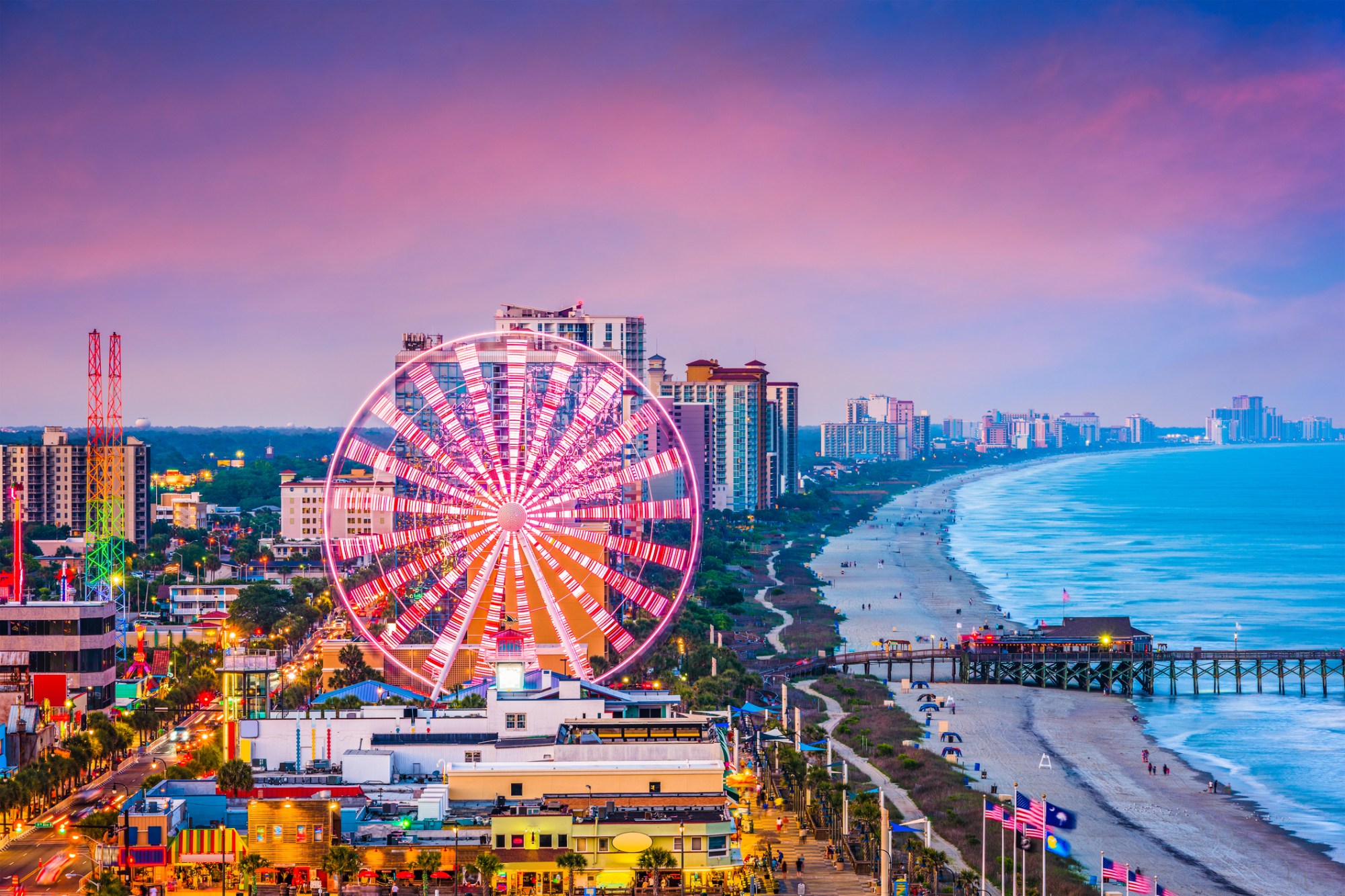 Myrtle Beach, South Carolina, USA city skyline in the evening