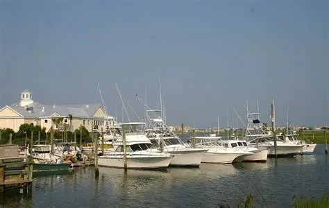 Several boats docked at a marina on a sunny day.